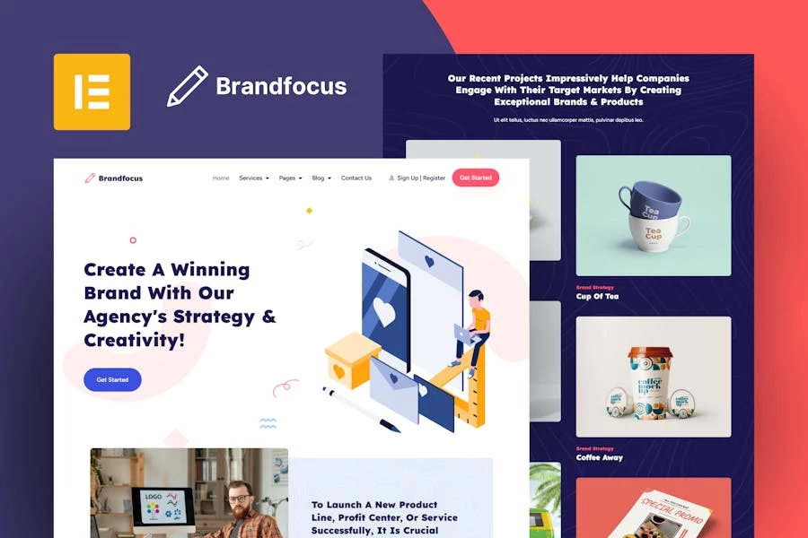 Brandfocus – Kit de plantillas Elementor para agencia de marca