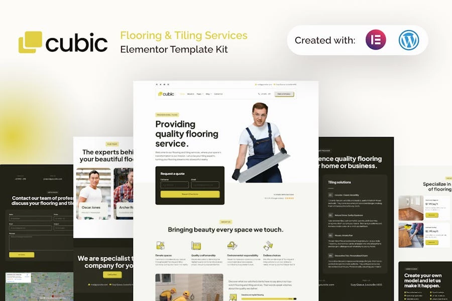 Cubic – Kit de plantillas Elementor Pro para servicios de pisos y baldosas