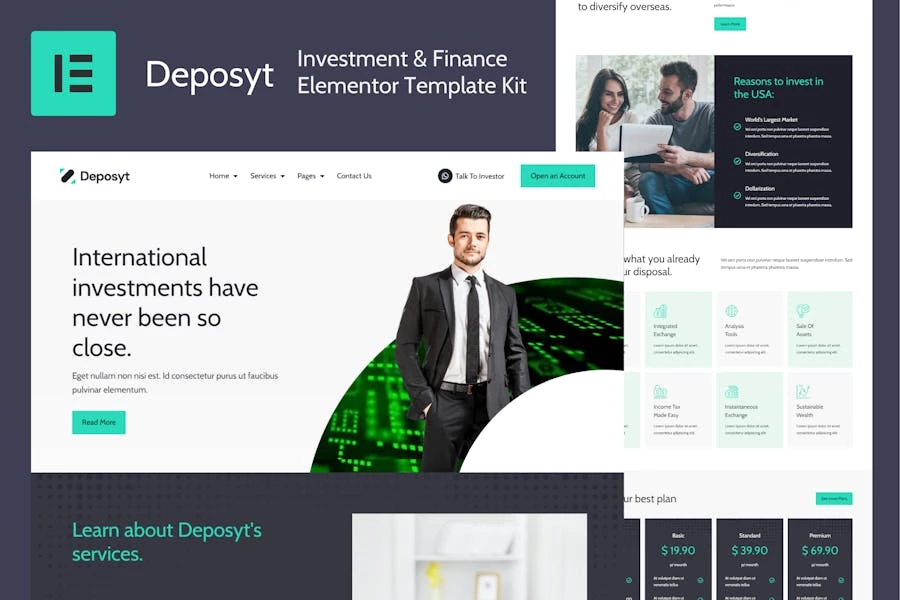 Deposyt – Template Kit de Elementor de inversiones y finanzas
