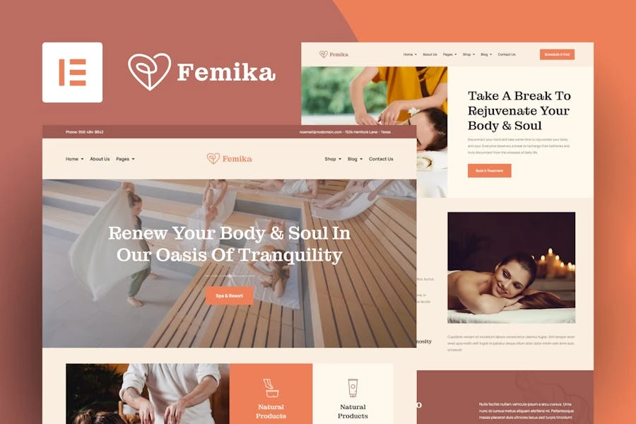 Femika – Template Kit Elementor para centro de spa y bienestar