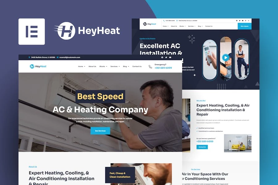 HeyHeat – Template Kit Elementor para servicios de aire