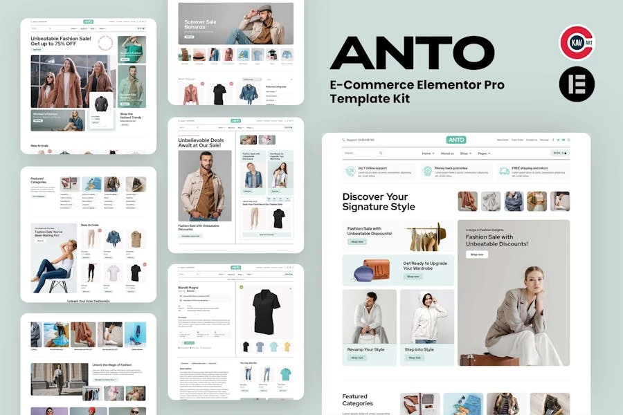 Anto – Kit de plantillas Elementor Pro para comercio electrónico