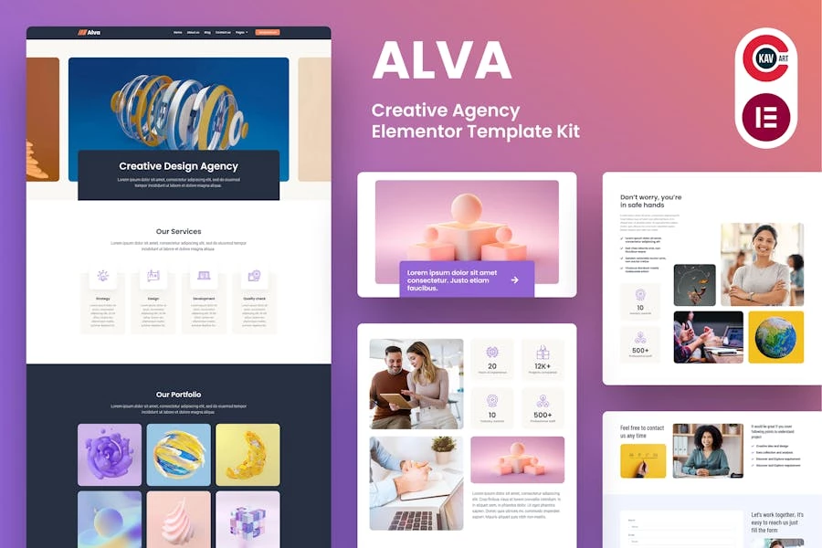 Alva – Template Kit Elementor para Agencia creativas