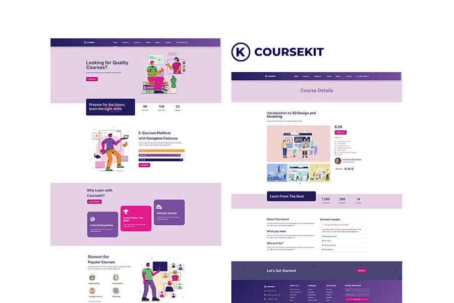 CourseKit – Kit de plantillas Elementor de aprendizaje electrónico en línea