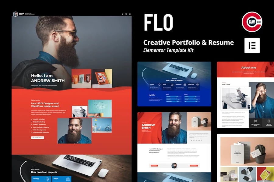 FLO – Template Kit creativas para Porfolio y curr