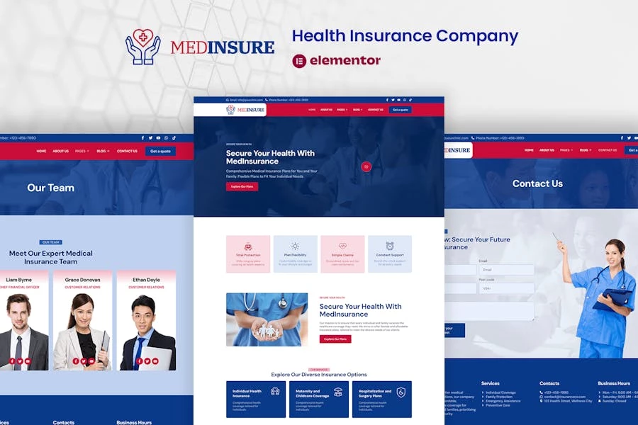 MedInsure – Kit de plantillas Elementor Pro para compañías de seguros de salud