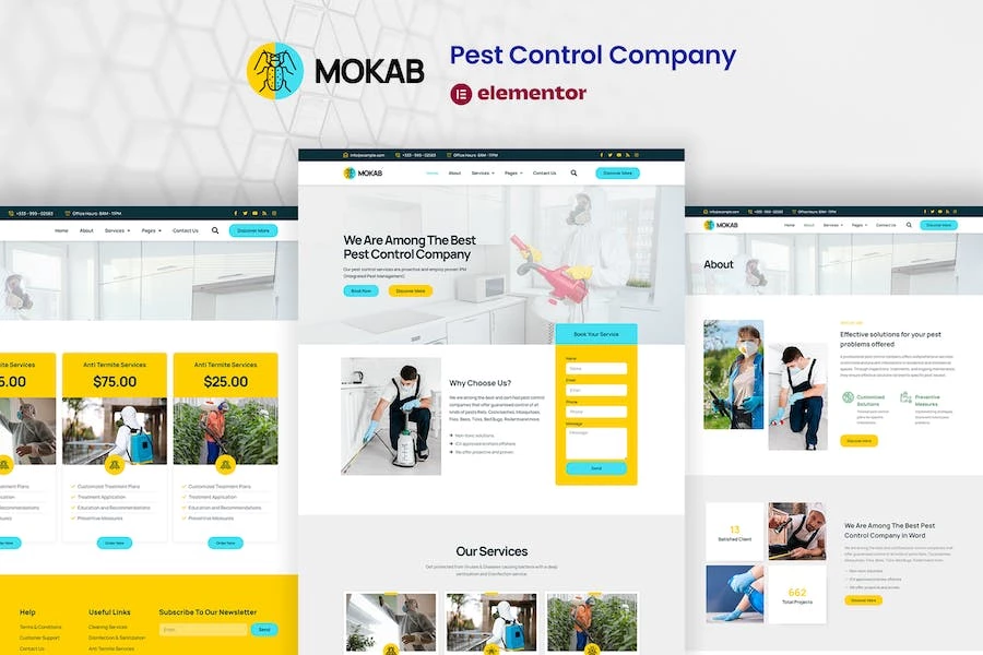 Mokab – Kit de plantillas Elementor Pro para servicios de control de plagas