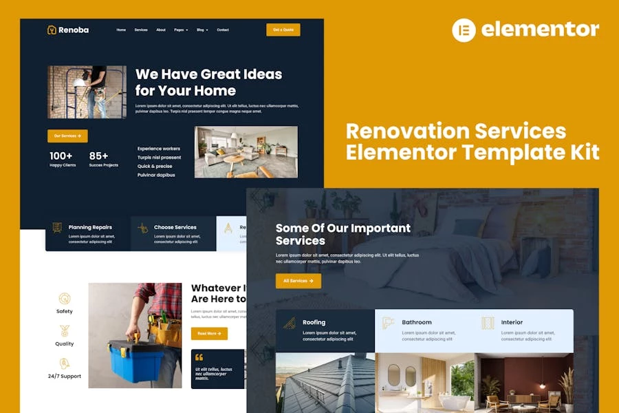 Renoba – Template Kit Elementor para servicios de renovación