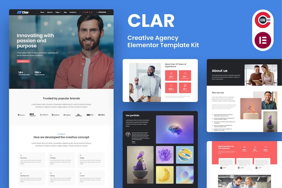 Clar – Template Kit Elementor para Agencia digitales
