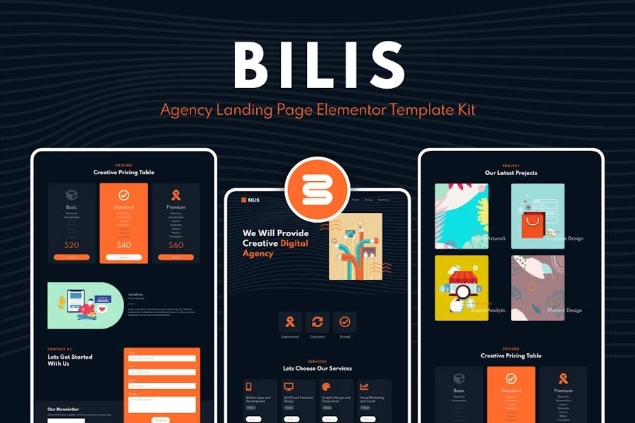 Bilis – Kit de bloques Elementor para páginas de destino de agencias