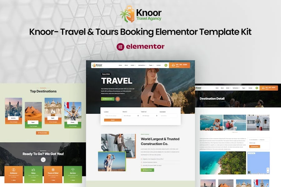 Knoor – Template Kit Elementor para reservas de viajes y excursiones