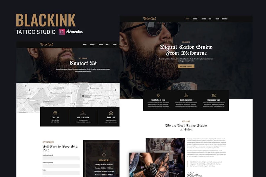 Blackink – Template Kit de Elementor de Tattoo Studio