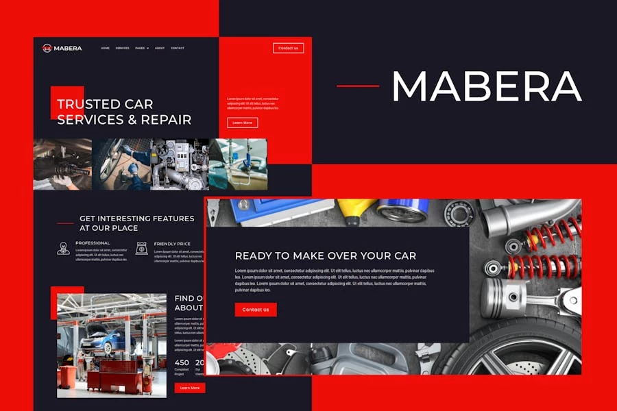 Mabera – Kit de plantillas Elementor para servicio y reparación de automóviles