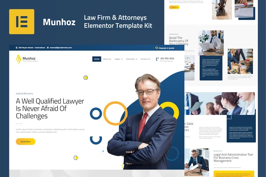 Munhoz – Template Kit de Elementor para bufetes de abogados y abogados