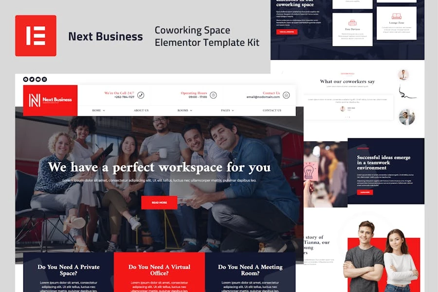 Next Business – Template Kit de espacio de coworking Elementor