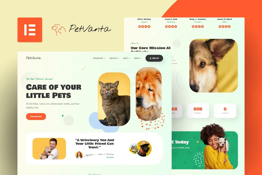 Petvanta – Template Kit Elementor para servicios de cuidado de mascotas