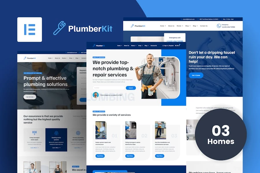 PlumberKit – Template Kit Elementor para servicios de fontanería