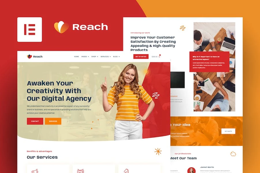 Reach – Template Kit de Elementor creativo y agencia digital