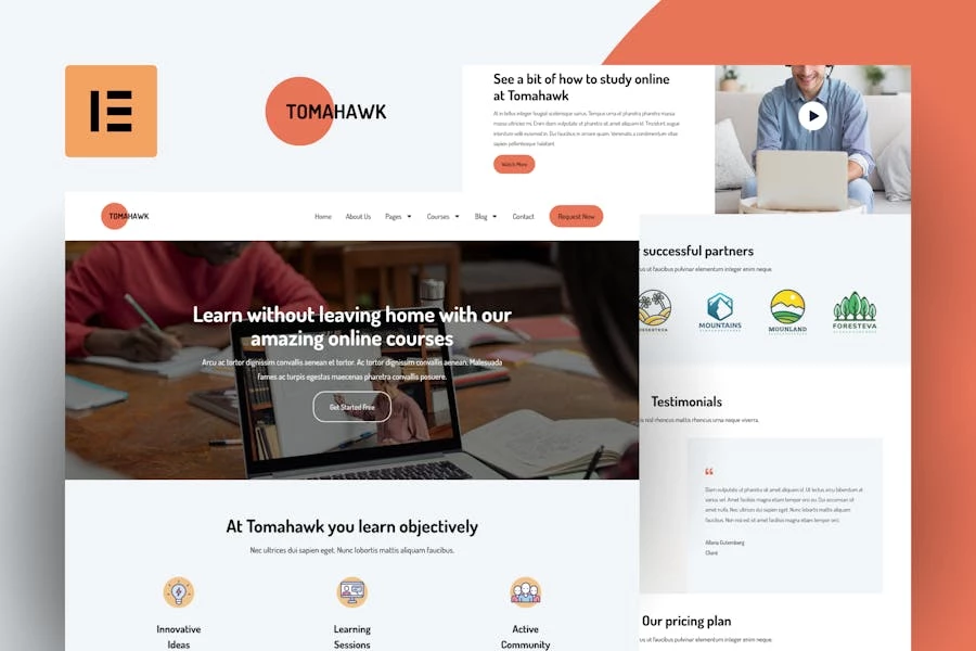 Tomahawk – Template Kit Elementor de cursos en línea