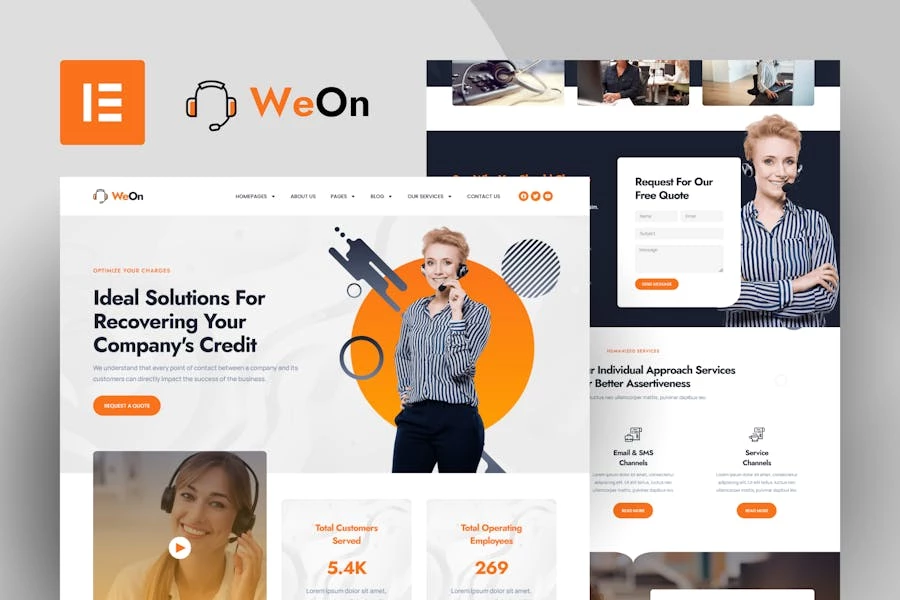 WeOn – Template Kit de Elementor para centros de llamadas y telemarketing