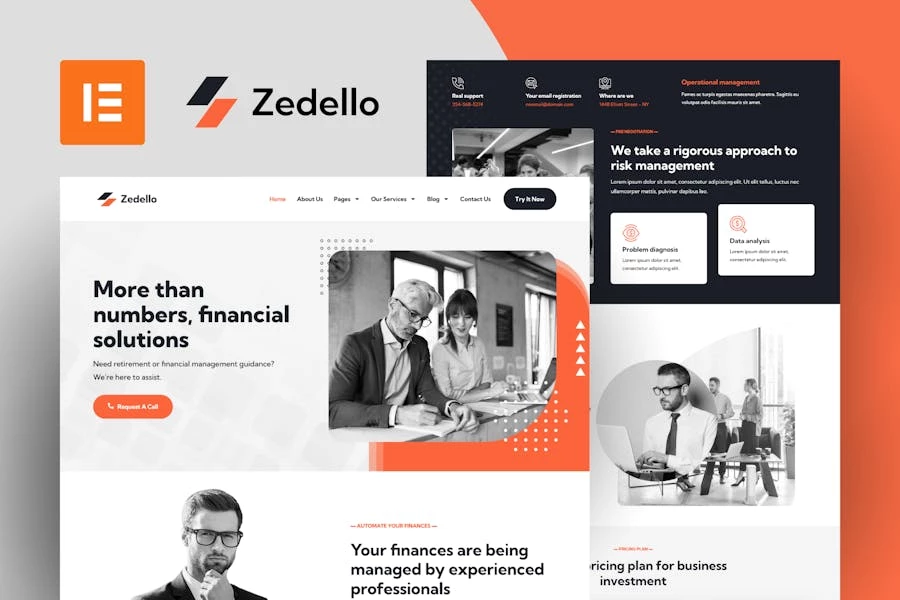 Zedello – Template Kit de Elementor empresarial para consultores y finanzas