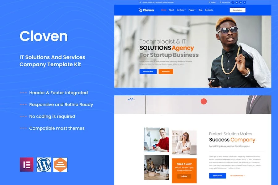 Cloven – Template Kit Elementor para empresas de soluciones y servicios de TI