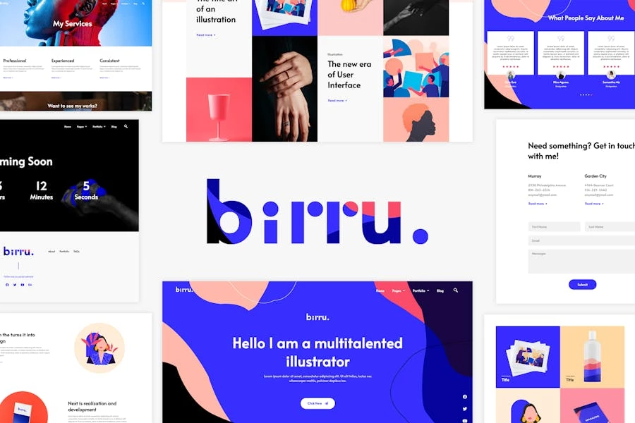 Birru – Kit sencillo de plantillas de Porfolio Elementor