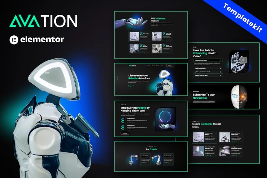 AVATION – Template Kit Elementor de robótica e inteligencia artificial