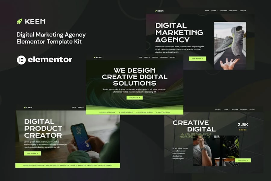 Template Kit Elementor de Keen – Dark Digital Marketing Agencia