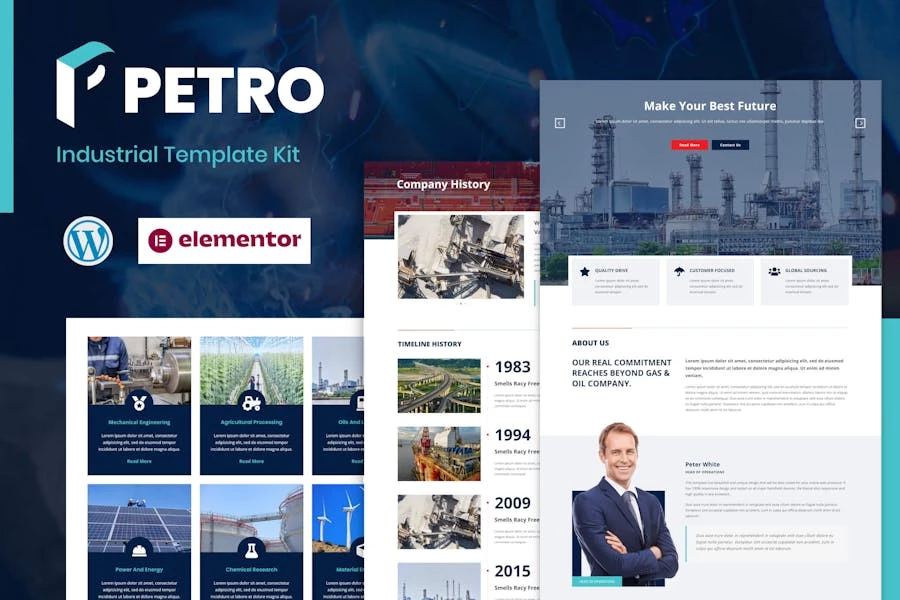 Petro – Template Kit para Elementor industrial