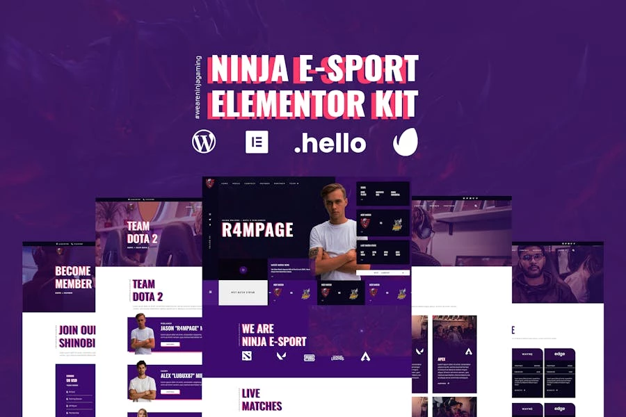 Ninja – Template Kit de Elementor para juegos y deportes electrónicos