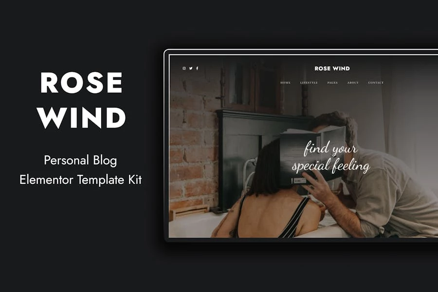 Rose Wind – Kit de plantillas Elementor para blog personal