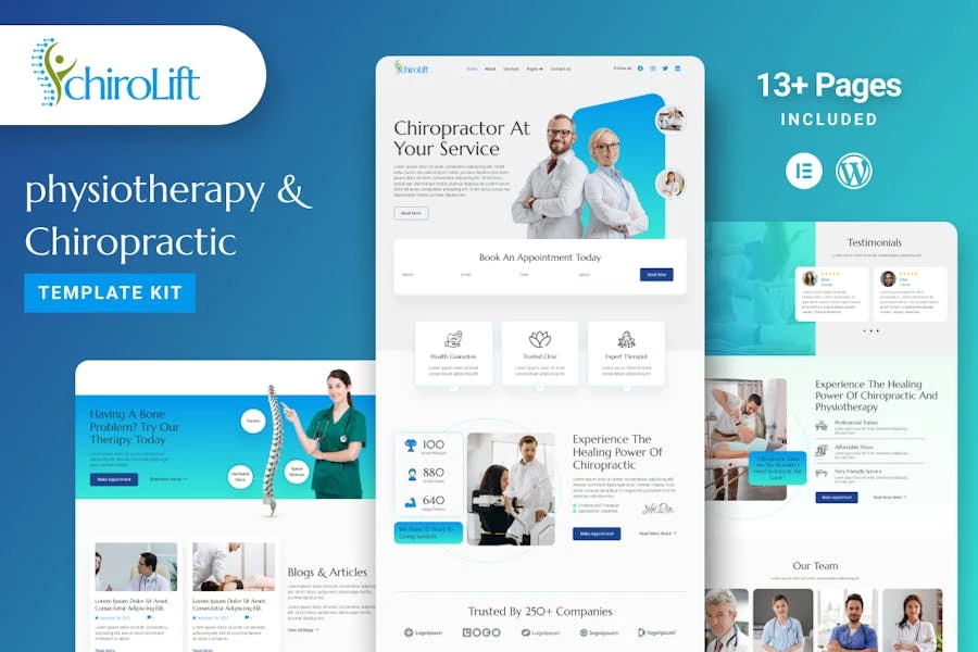 Chirolift – Kit de plantillas Elementor de fisioterapia y quiropráctica