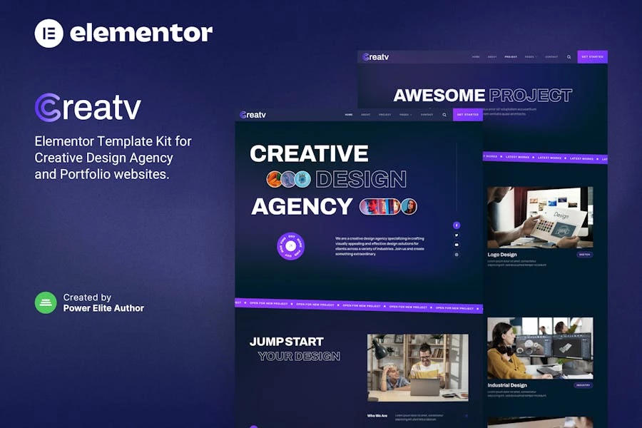 Creatv — Kit de plantillas Elementor para agencias de diseño creativo