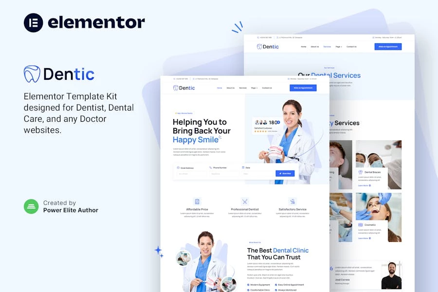 Dentic — Template Kit Elementor para dentistas y clínicas dentales