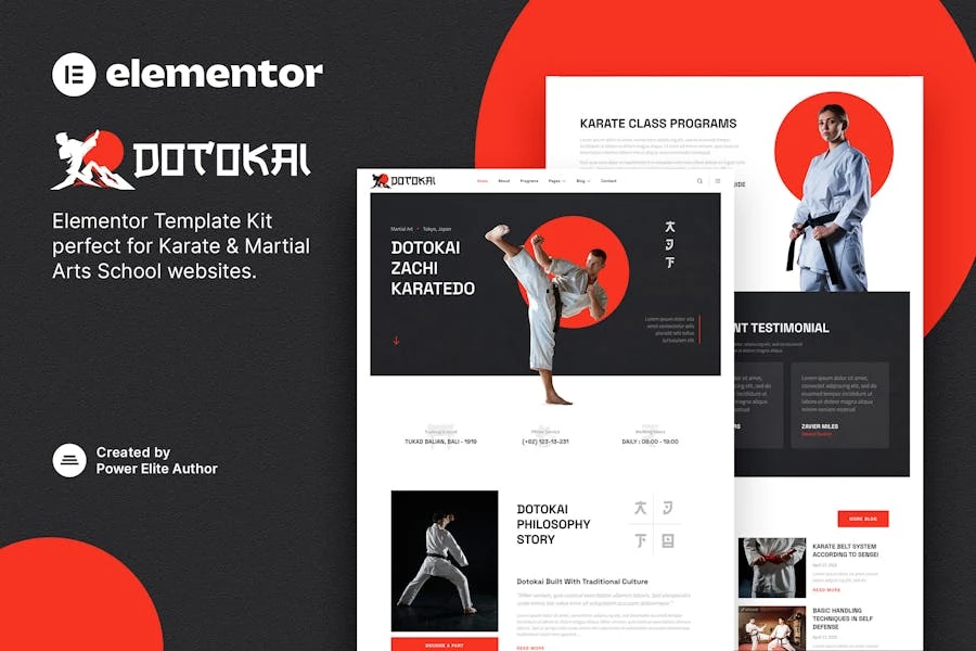 Dotokai – Template Kit Elementor de la Escuela de Karate y Artes Marciales