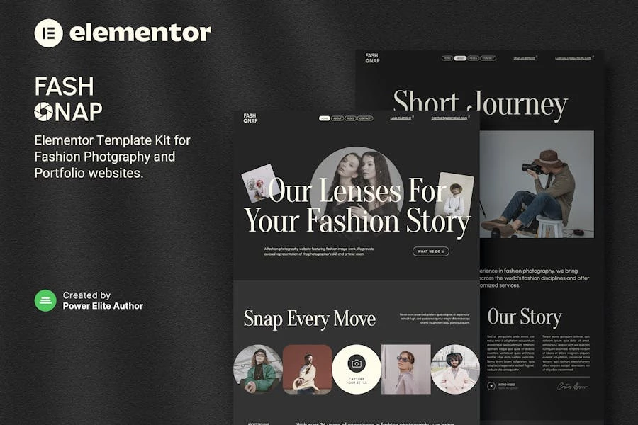 Fashnap — Template Kit Elementor para fotografía de moda y Porfolio