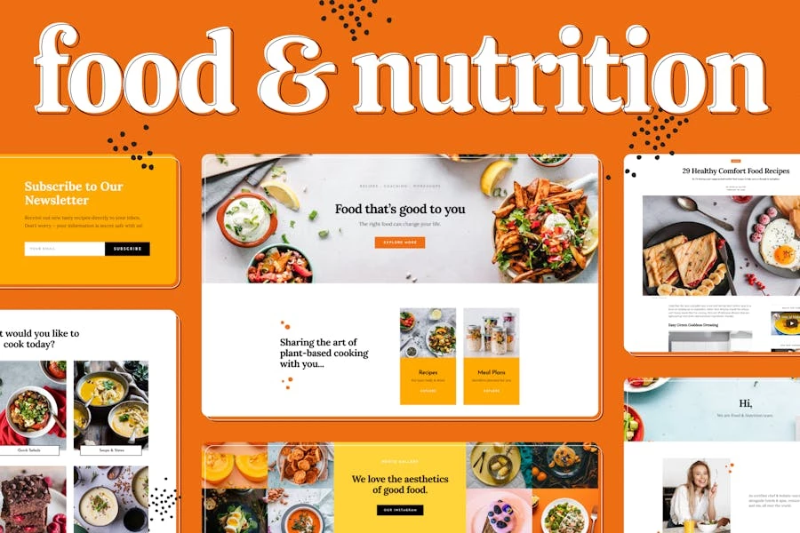 Kit de plantillas Elementor de alimentación y nutrición