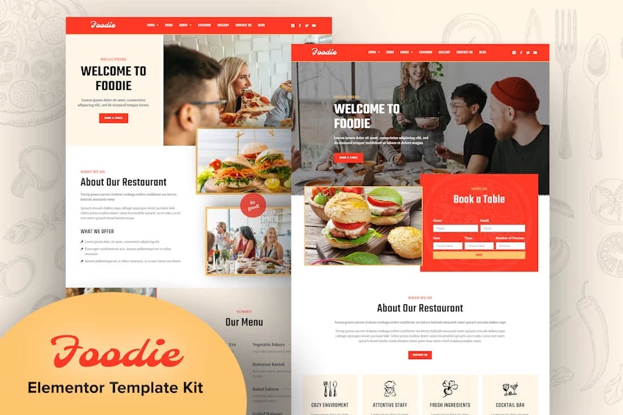 Foodie – Template Kit Elementor de comida rápida