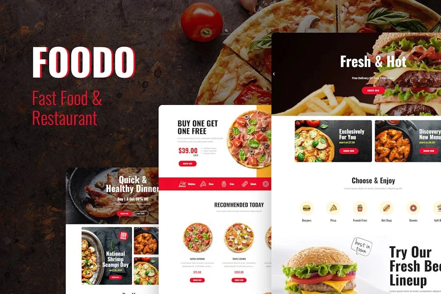Foodo – Template Kit de comida rápida y pizza Elementor