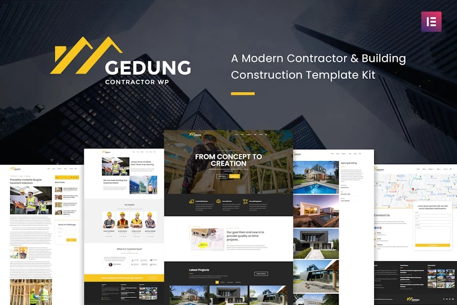 Gedung – Template Kit para elementos de construcción de edificios y contratistas