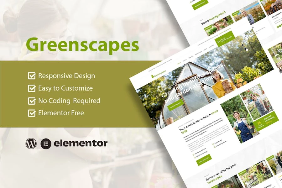 GreenScapes – Kit de plantillas Elementor para servicios de jardinería y paisajismo