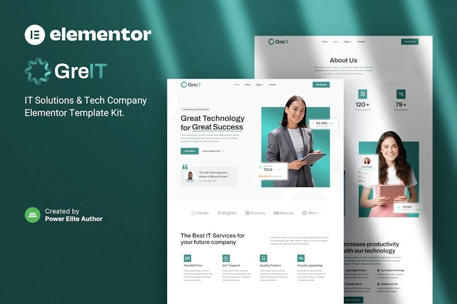 GreIT — Template Kit Elementor para empresas de tecnología y soluciones de TI