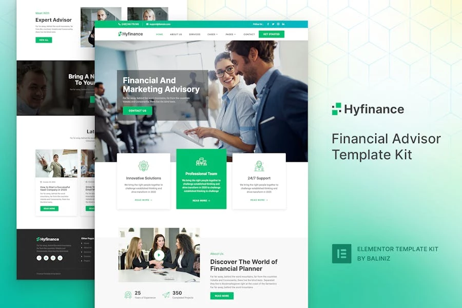Hyfinance – Template Kit Elementor para asesores financieros