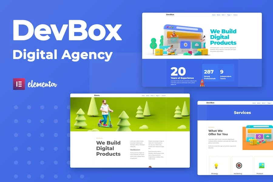 DevBox — Kit de plantillas Elementor para agencias digitales creativas