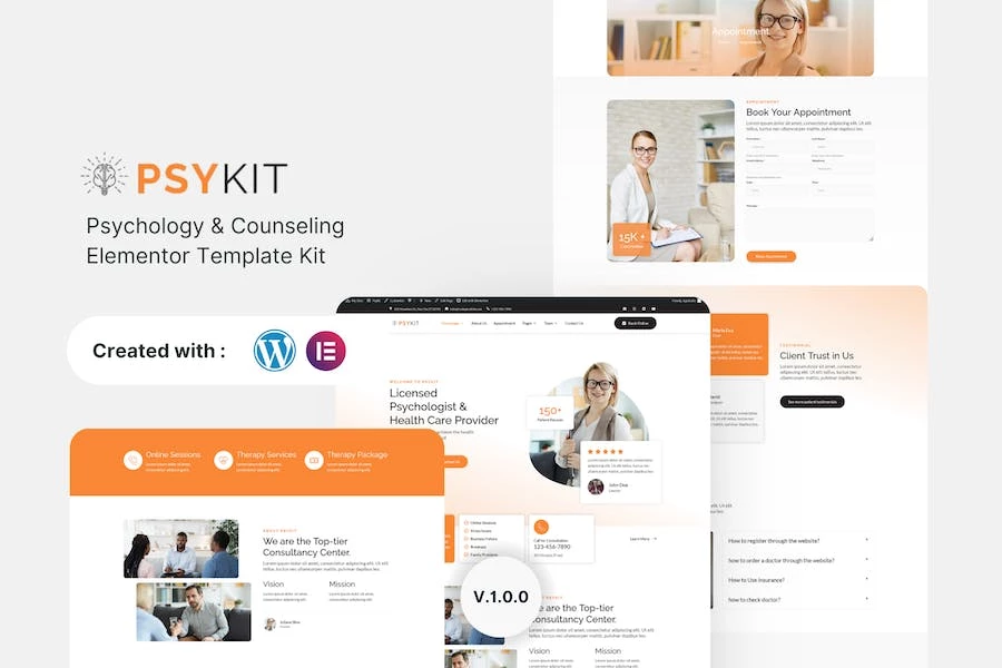 Psykit – Kit de plantillas Elementor de psicología y asesoramiento