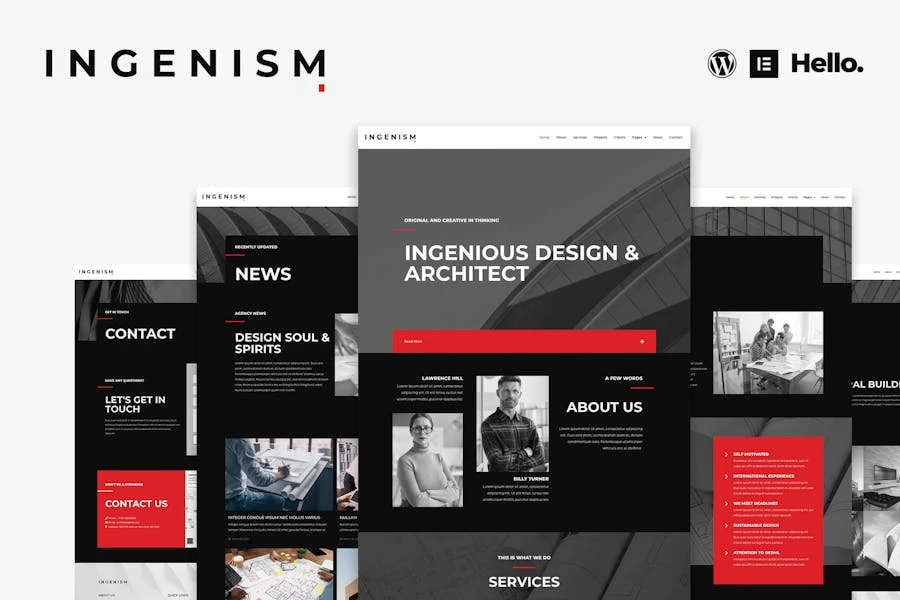 INGENISM – Template Kit Elementor para agencia de diseño arquitectónico