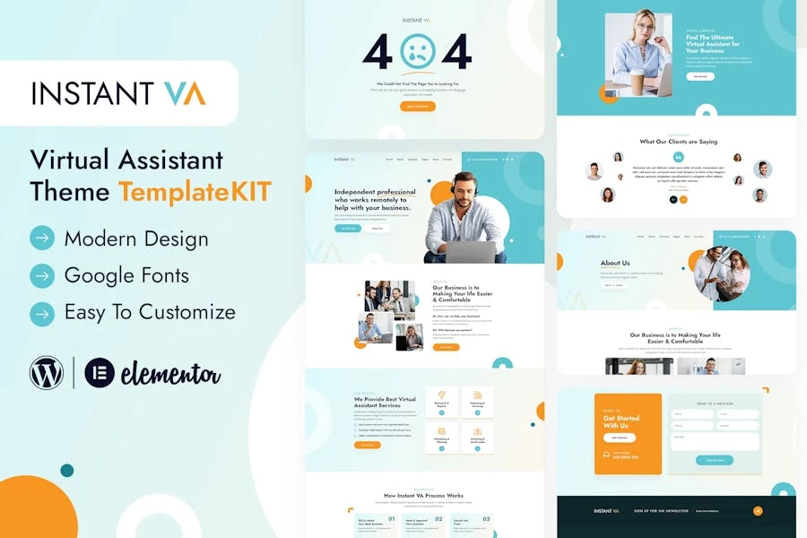 Instant VA – Template Kit de Elementor de asistente virtual