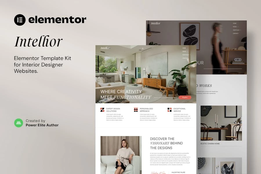Intellior — Template Kit Elementor para diseñadores de interiores y arquitectos