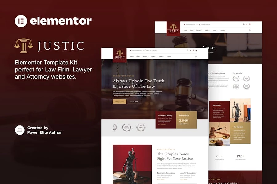 Justic – Template Kit Elementor de bufete de abogados y servicios legales